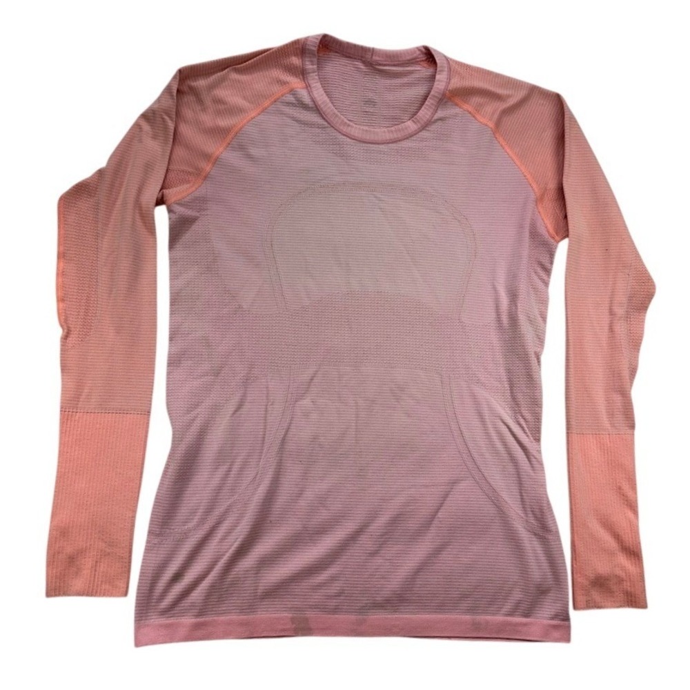 Lululemon Pink Orange Seamless Long Sleeve Athletic Top Women's Size M
